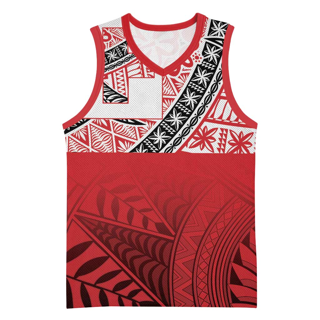 Malo e lelei Tonga Basketball Jersey Ngatu Tokelau Feletoa Fata Traditional Polynesian Pattern - Polynesian Pride