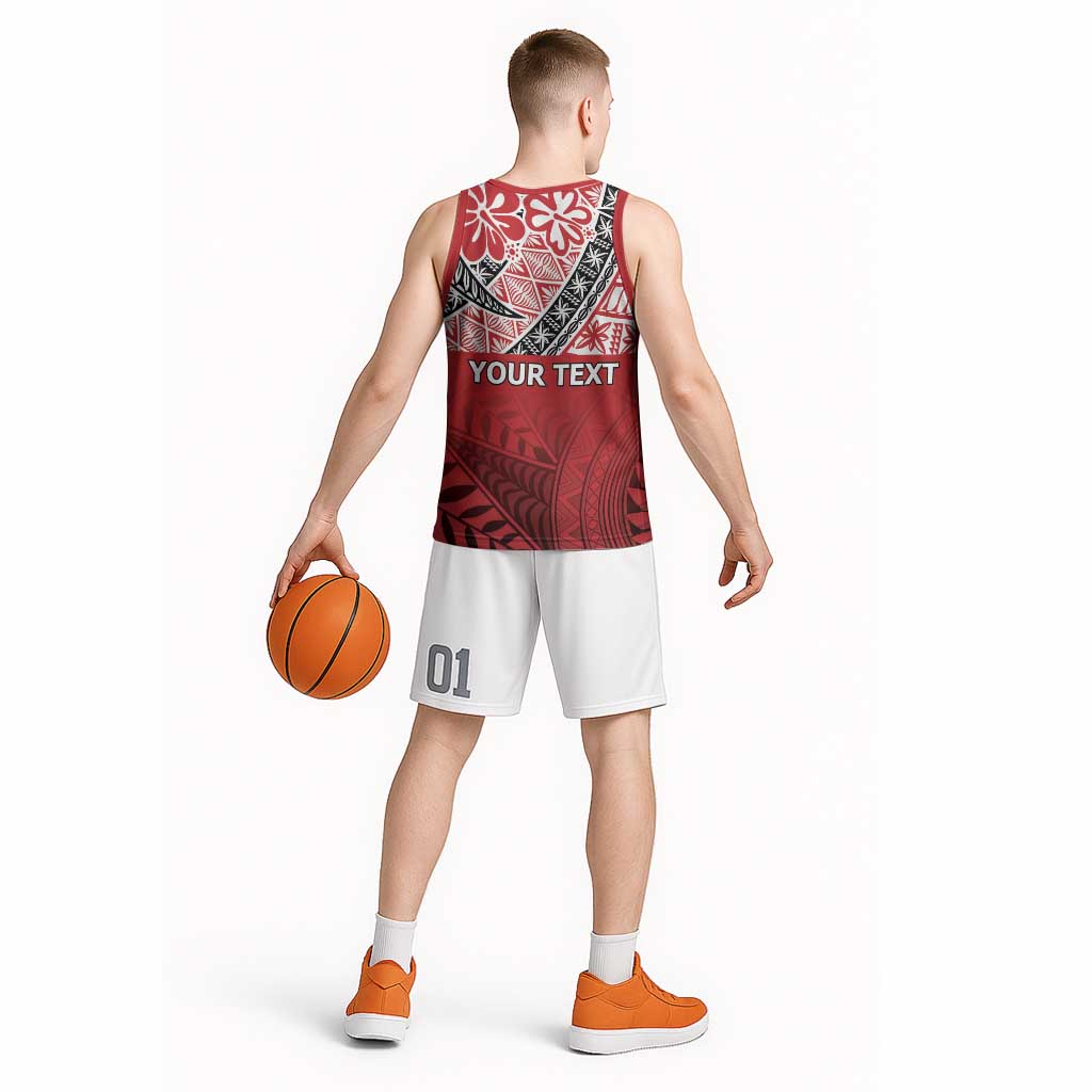 Malo e lelei Tonga Basketball Jersey Ngatu Tokelau Feletoa Fata Traditional Polynesian Pattern - Polynesian Pride