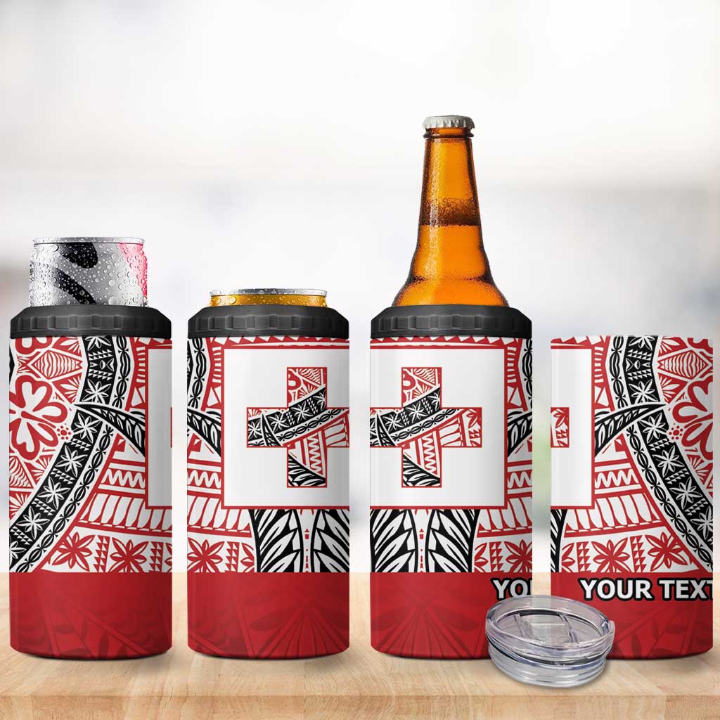 Malo e lelei Tonga 4 in 1 Can Cooler Tumbler Ngatu Tokelau Feletoa Fata Traditional Polynesian Pattern