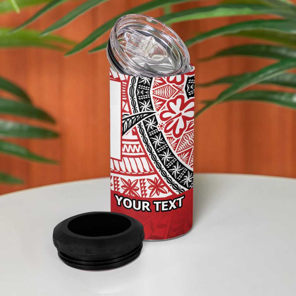 Malo e lelei Tonga 4 in 1 Can Cooler Tumbler Ngatu Tokelau Feletoa Fata Traditional Polynesian Pattern