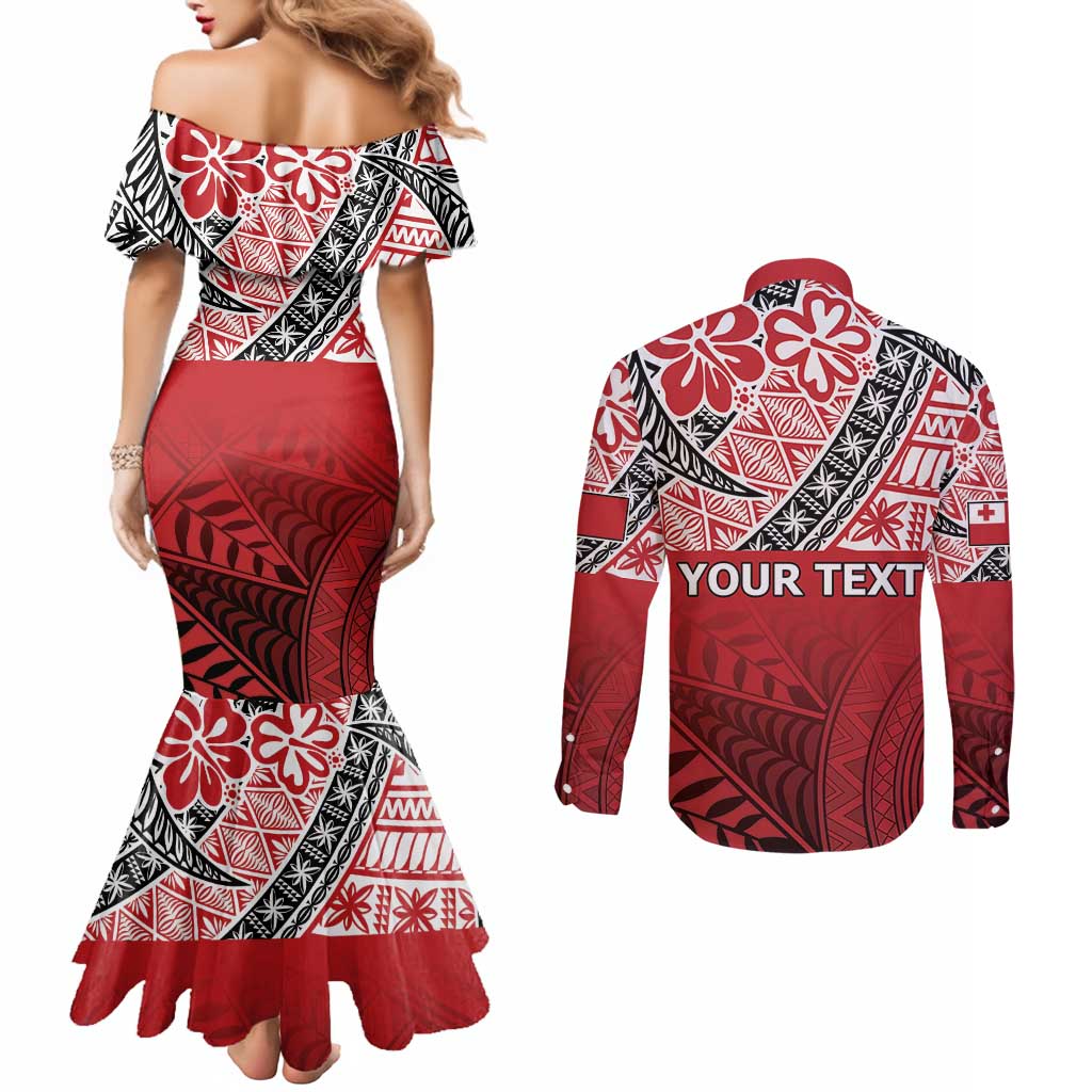 Malo e lelei Tonga Couples Matching Mermaid Dress and Long Sleeve Button Shirt Ngatu Tokelau Feletoa Fata Traditional Polynesian Pattern LT9 - Polynesian Pride