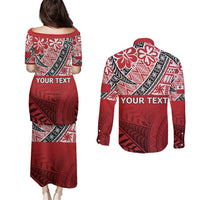 Malo e lelei Tonga Couples Matching Puletasi and Long Sleeve Button Shirt Ngatu Tokelau Feletoa Fata Traditional Polynesian Pattern LT9 - Polynesian Pride