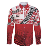 Malo e lelei Tonga Family Matching Long Sleeve Bodycon Dress and Hawaiian Shirt Ngatu Tokelau Feletoa Fata Traditional Polynesian Pattern LT9 Dad's Shirt - Long Sleeve Red - Polynesian Pride