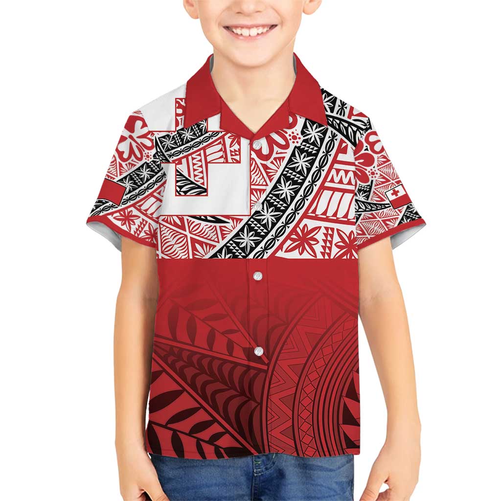 Malo e lelei Tonga Family Matching Long Sleeve Bodycon Dress and Hawaiian Shirt Ngatu Tokelau Feletoa Fata Traditional Polynesian Pattern LT9 Son's Shirt Red - Polynesian Pride