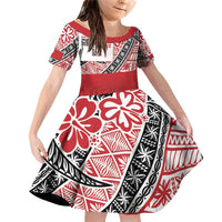 Malo e lelei Tonga Family Matching Off Shoulder Short Dress and Hawaiian Shirt Ngatu Tokelau Feletoa Fata Traditional Polynesian Pattern