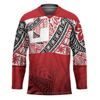 Malo e lelei Tonga Hockey Jersey Ngatu Tokelau Feletoa Fata Traditional Polynesian Pattern - Polynesian Pride