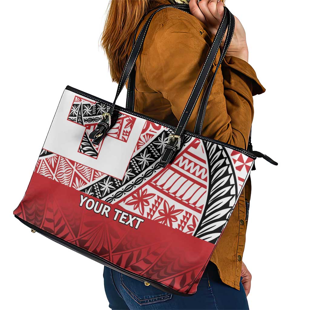 Malo e lelei Tonga Leather Tote Bag Ngatu Tokelau Feletoa Fata Traditional Polynesian Pattern