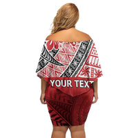 Malo e lelei Tonga Off Shoulder Short Dress Ngatu Tokelau Feletoa Fata Traditional Polynesian Pattern