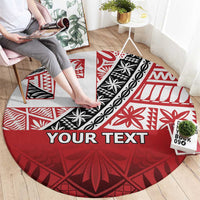 Malo e lelei Tonga Round Carpet Ngatu Tokelau Feletoa Fata Traditional Polynesian Pattern