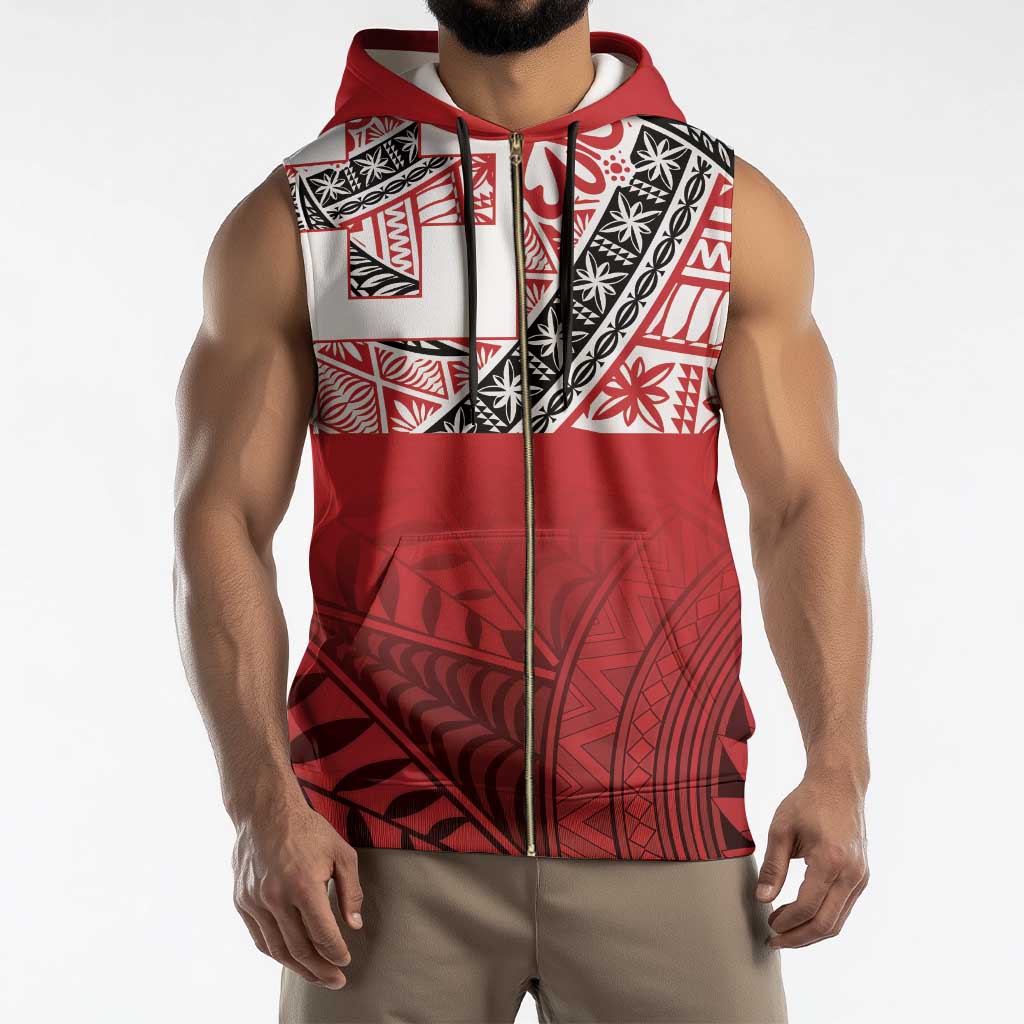 Malo e lelei Tonga Sleeveless Zip Hoodie Ngatu Tokelau Feletoa Fata Traditional Polynesian Pattern - Polynesian Pride