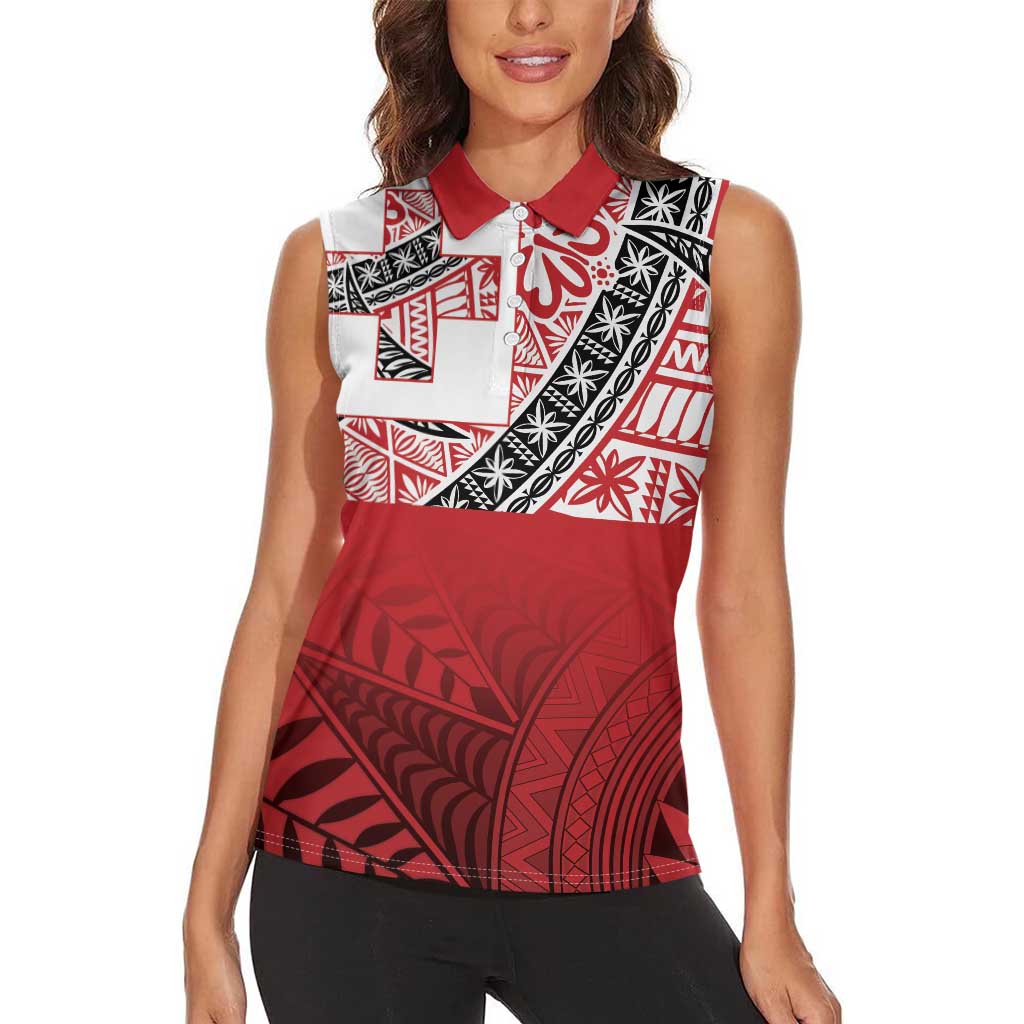 Malo e lelei Tonga Women Sleeveless Polo Shirt Ngatu Tokelau Feletoa Fata Traditional Polynesian Pattern