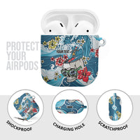 Hawaii Santa Skeleton Surfing Personalized AirPods Case Mele Kalikimaka i Iulai!