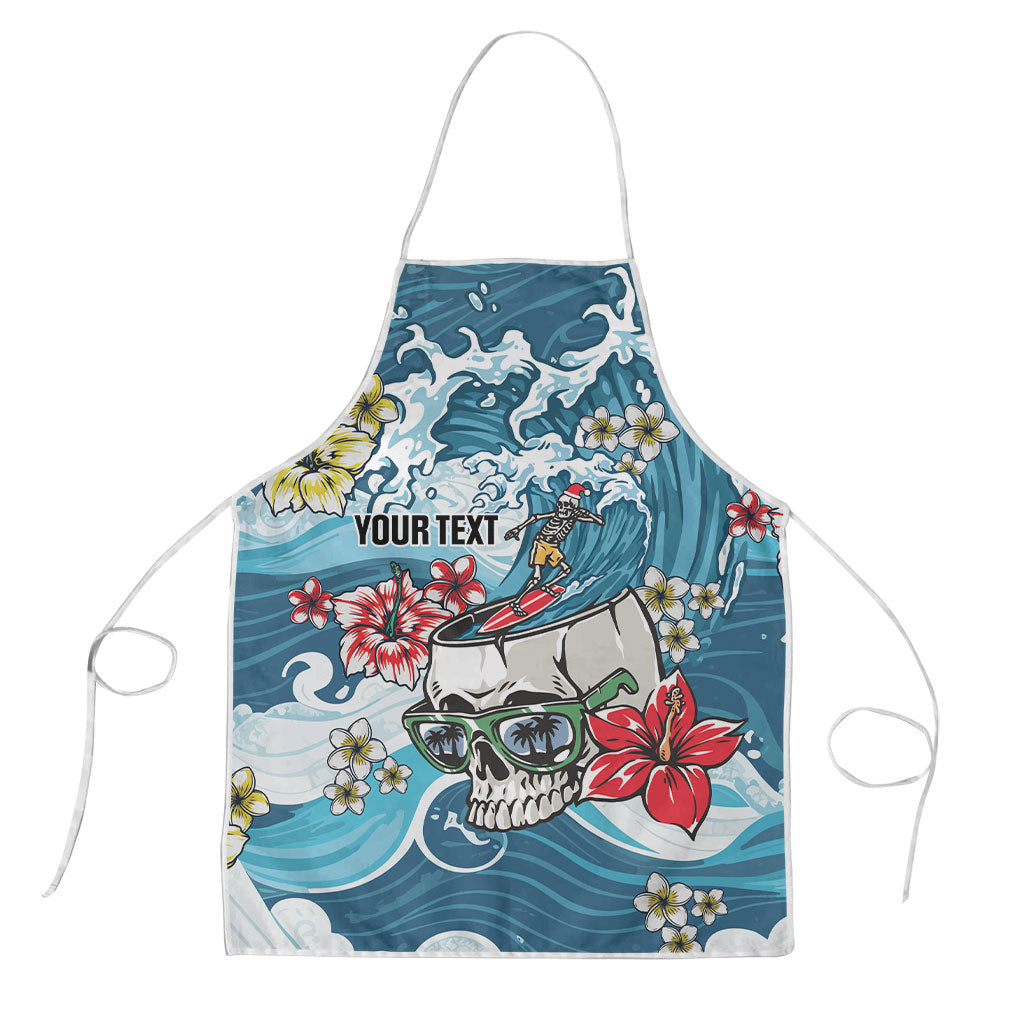 Hawaii Santa Skeleton Surfing Personalized Apron Mele Kalikimaka i Iulai!