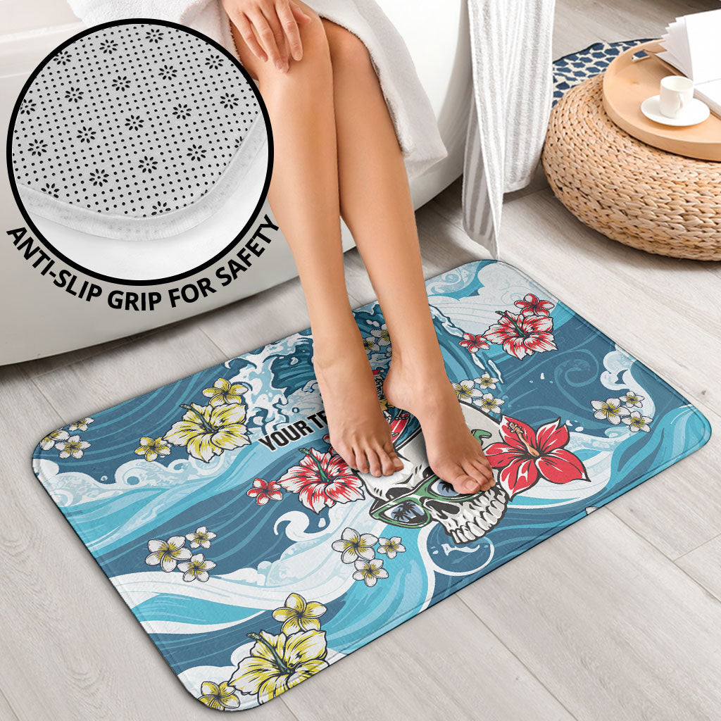 Hawaii Santa Skeleton Surfing Personalized Bathroom Set Mele Kalikimaka i Iulai!