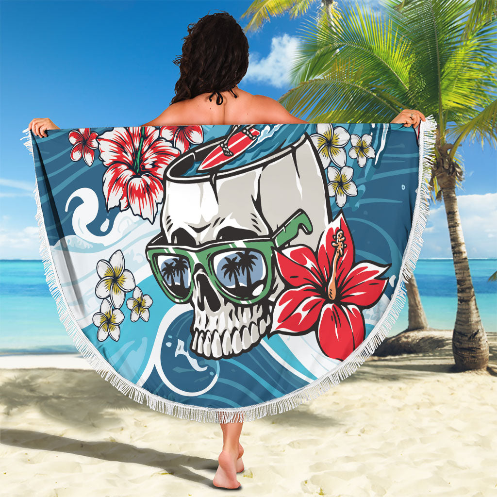 Hawaii Santa Skeleton Surfing Personalized Beach Blanket Mele Kalikimaka i Iulai!