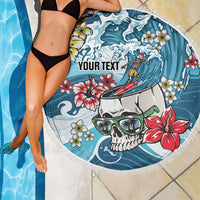 Hawaii Santa Skeleton Surfing Personalized Beach Blanket Mele Kalikimaka i Iulai!