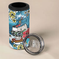 Hawaii Santa Skeleton Surfing Personalized 4 in 1 Can Cooler Tumbler Mele Kalikimaka i Iulai!