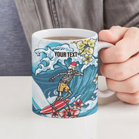 Hawaii Santa Skeleton Surfing Personalized Ceramic Mug Mele Kalikimaka i Iulai!