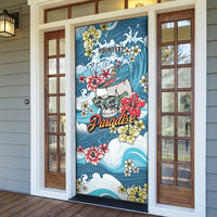 Hawaii Santa Skeleton Surfing Personalized Door Cover Mele Kalikimaka i Iulai!