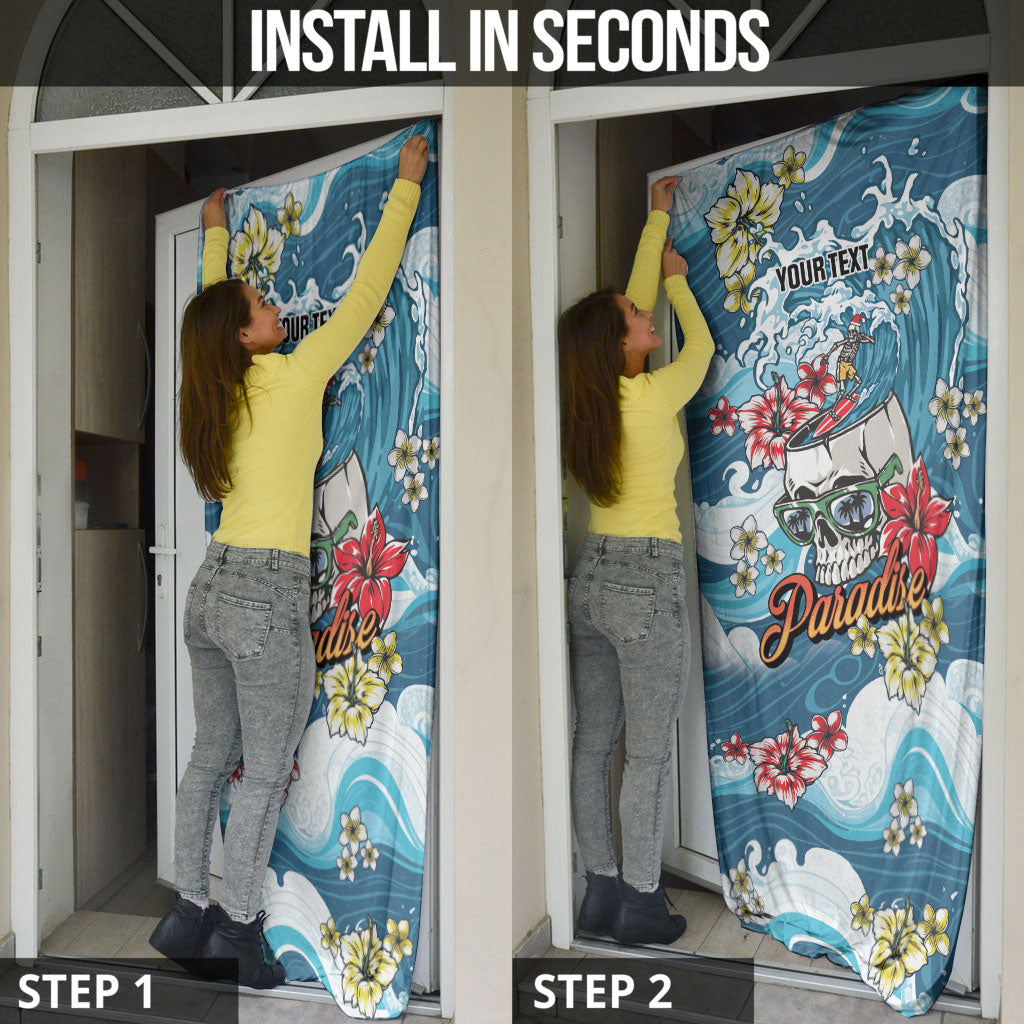 Hawaii Santa Skeleton Surfing Personalized Door Cover Mele Kalikimaka i Iulai!
