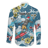 Hawaii Santa Skeleton Surfing Personalized Family Matching Puletasi and Hawaiian Shirt Mele Kalikimaka i Iulai! LT9 - Polynesian Pride