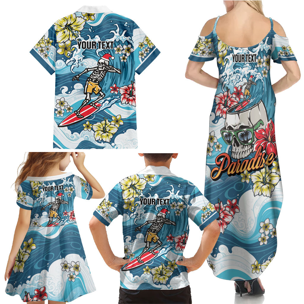 Hawaii Santa Skeleton Surfing Personalized Family Matching Summer Maxi Dress and Hawaiian Shirt Mele Kalikimaka i Iulai! LT9 - Polynesian Pride