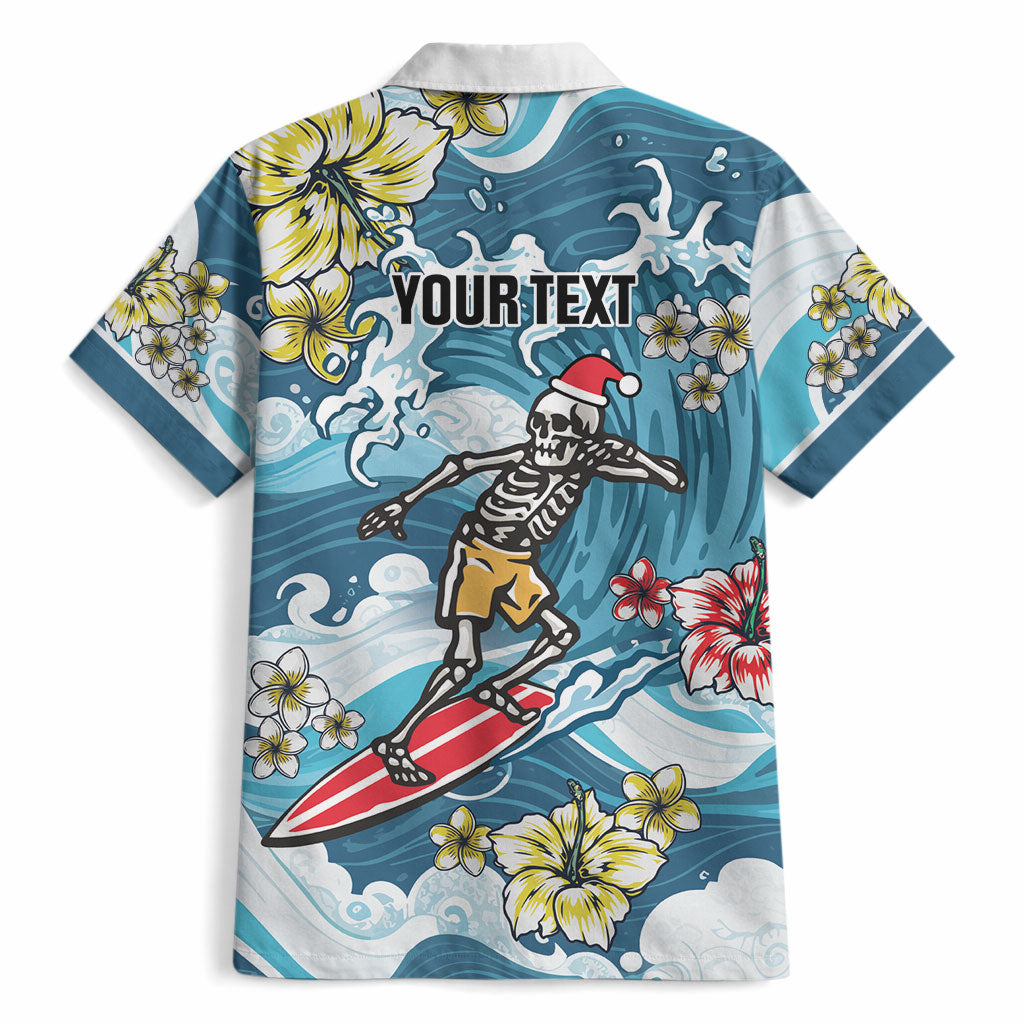 Hawaii Santa Skeleton Surfing Personalized Hawaiian Shirt Mele Kalikimaka i Iulai! LT9 - Polynesian Pride