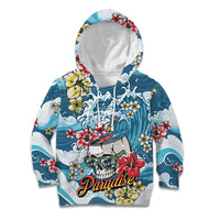 Hawaii Santa Skeleton Surfing Personalized Kid Hoodie Mele Kalikimaka i Iulai!