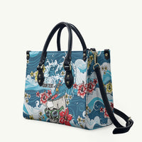 Hawaii Santa Skeleton Surfing Personalized Leather Bag Mele Kalikimaka i Iulai!