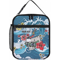 Hawaii Santa Skeleton Surfing Personalized Lunch Bag Mele Kalikimaka i Iulai! LT9 10.2 × 8.3 × 4.3 inch Blue - Polynesian Pride