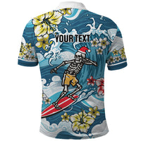 Hawaii Santa Skeleton Surfing Personalized Polo Shirt Mele Kalikimaka i Iulai!