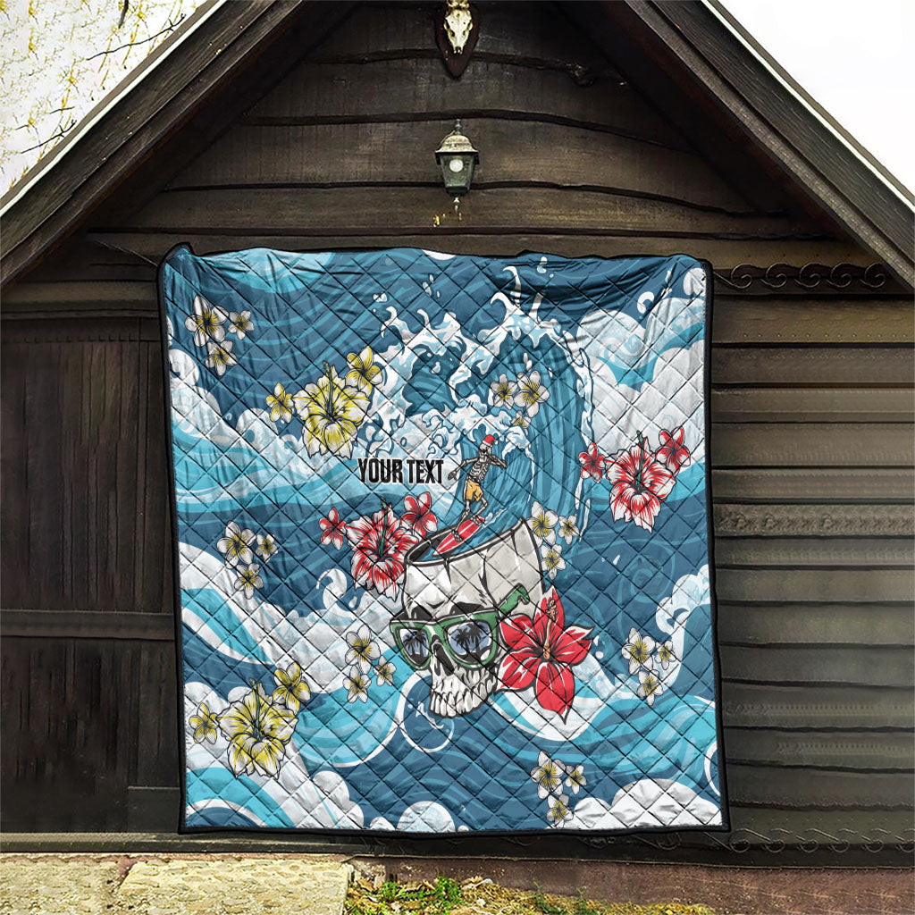 Hawaii Santa Skeleton Surfing Personalized Quilt Mele Kalikimaka i Iulai!