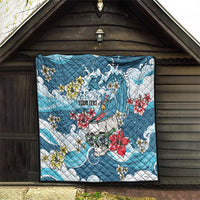Hawaii Santa Skeleton Surfing Personalized Quilt Mele Kalikimaka i Iulai!