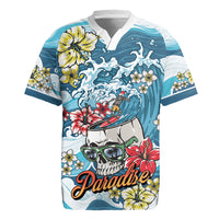 Hawaii Santa Skeleton Surfing Personalized Rugby Jersey Mele Kalikimaka i Iulai!