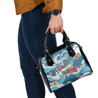 Hawaii Santa Skeleton Surfing Personalized Shoulder Handbag Mele Kalikimaka i Iulai!