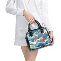 Hawaii Santa Skeleton Surfing Personalized Shoulder Handbag Mele Kalikimaka i Iulai!