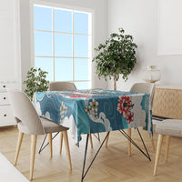 Hawaii Santa Skeleton Surfing Personalized Tablecloth Mele Kalikimaka i Iulai!