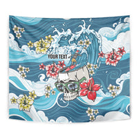 Hawaii Santa Skeleton Surfing Personalized Tapestry Mele Kalikimaka i Iulai!