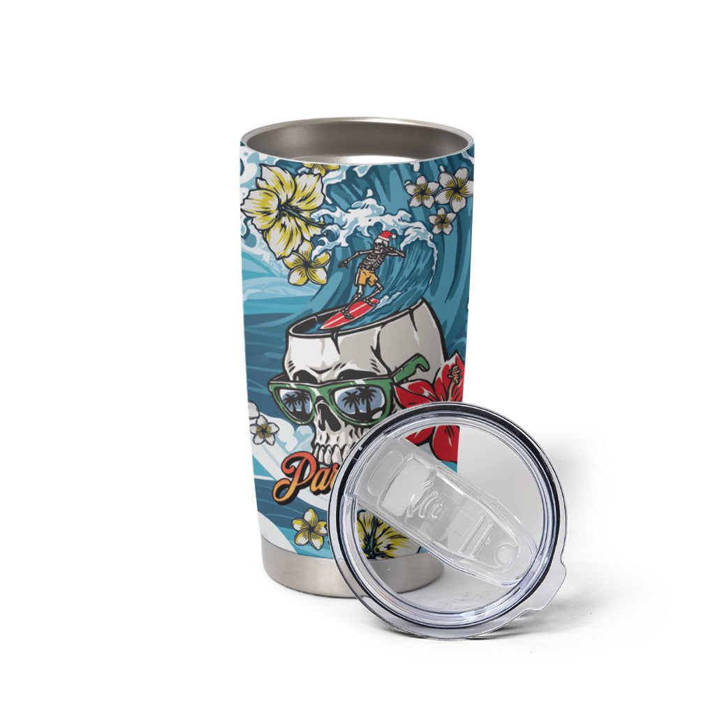 Hawaii Santa Skeleton Surfing Personalized Tumbler Cup Mele Kalikimaka i Iulai! LT9 - Polynesian Pride