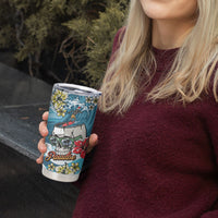 Hawaii Santa Skeleton Surfing Personalized Tumbler Cup Mele Kalikimaka i Iulai! LT9 - Polynesian Pride