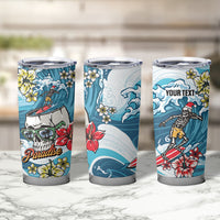 Hawaii Santa Skeleton Surfing Personalized Tumbler Cup Mele Kalikimaka i Iulai! LT9 - Polynesian Pride