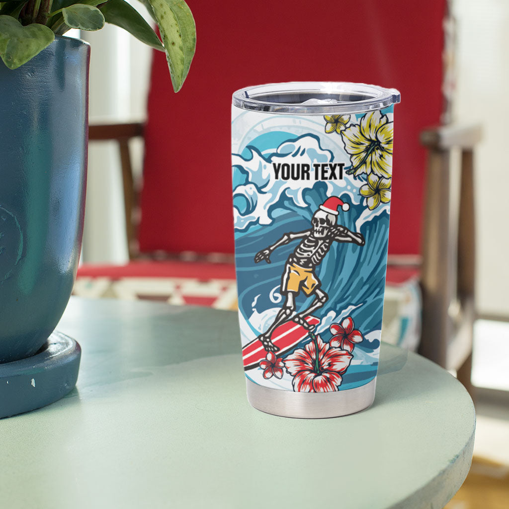 Hawaii Santa Skeleton Surfing Personalized Tumbler Cup Mele Kalikimaka i Iulai! LT9 - Polynesian Pride