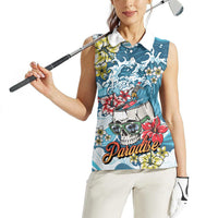 Hawaii Santa Skeleton Surfing Personalized Women Sleeveless Polo Shirt Mele Kalikimaka i Iulai! LT9 - Polynesian Pride