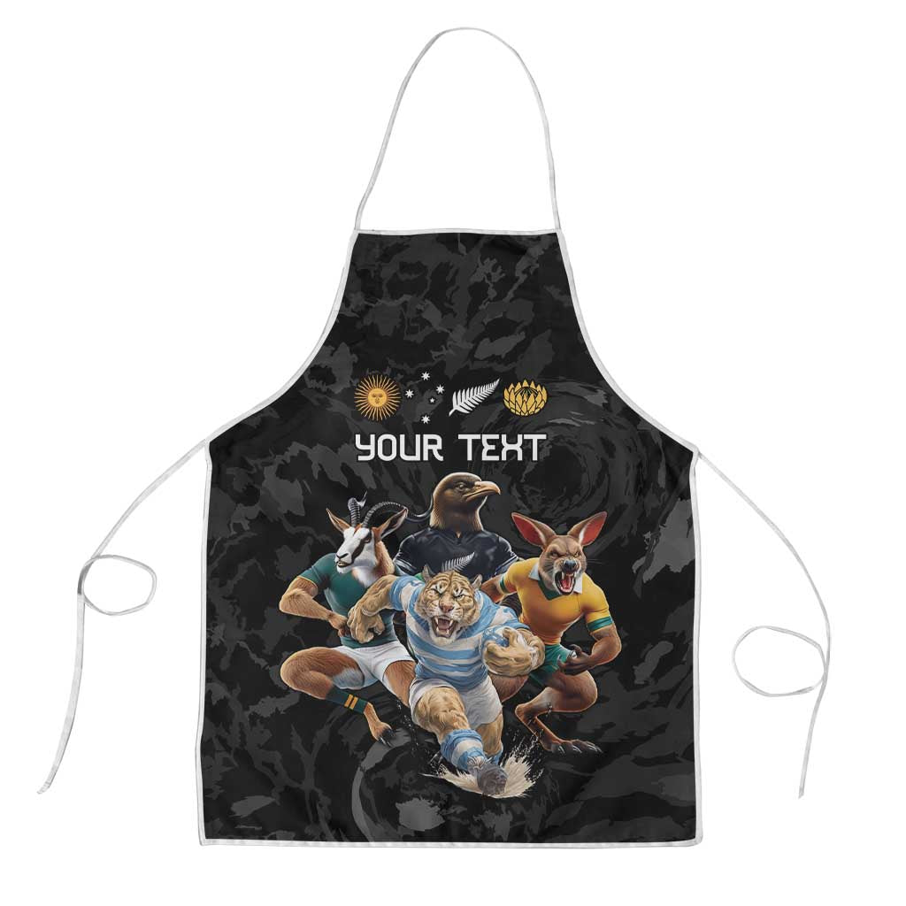Custom Rugby Southern Hemisphere Apron Argentina AUNZ South Africa Mascot Black - Polynesian Pride