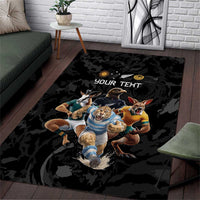 Custom Rugby Southern Hemisphere Area Rug Argentina AUNZ South Africa Mascot Black LT9 Black - Polynesian Pride