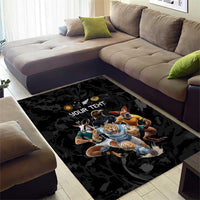 Custom Rugby Southern Hemisphere Area Rug Argentina AUNZ South Africa Mascot Black LT9 - Polynesian Pride