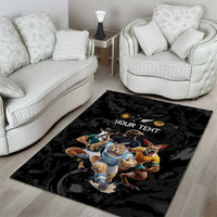 Custom Rugby Southern Hemisphere Area Rug Argentina AUNZ South Africa Mascot Black LT9 - Polynesian Pride