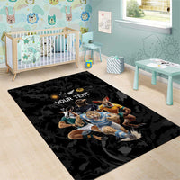 Custom Rugby Southern Hemisphere Area Rug Argentina AUNZ South Africa Mascot Black LT9 - Polynesian Pride