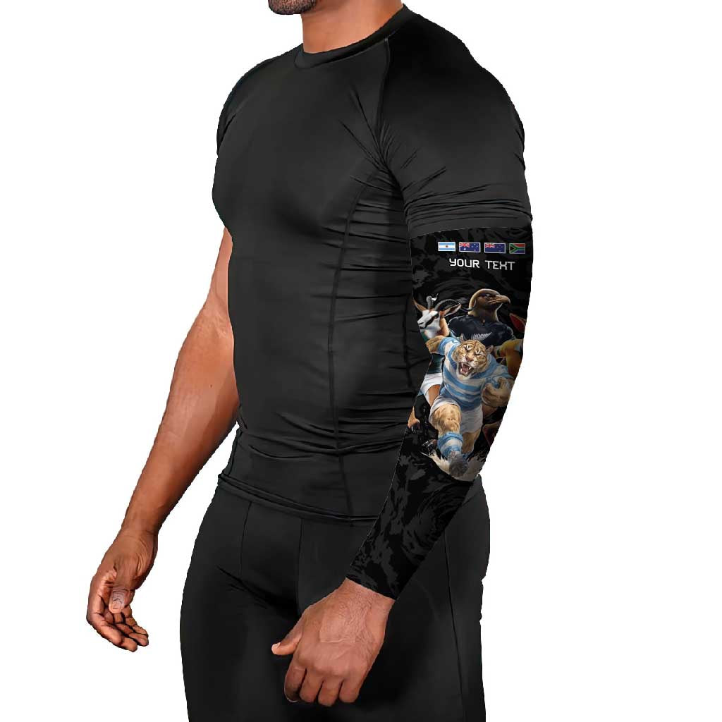 Custom Rugby Southern Hemisphere Arm Sleeves Argentina AUNZ South Africa Mascot Black - Polynesian Pride