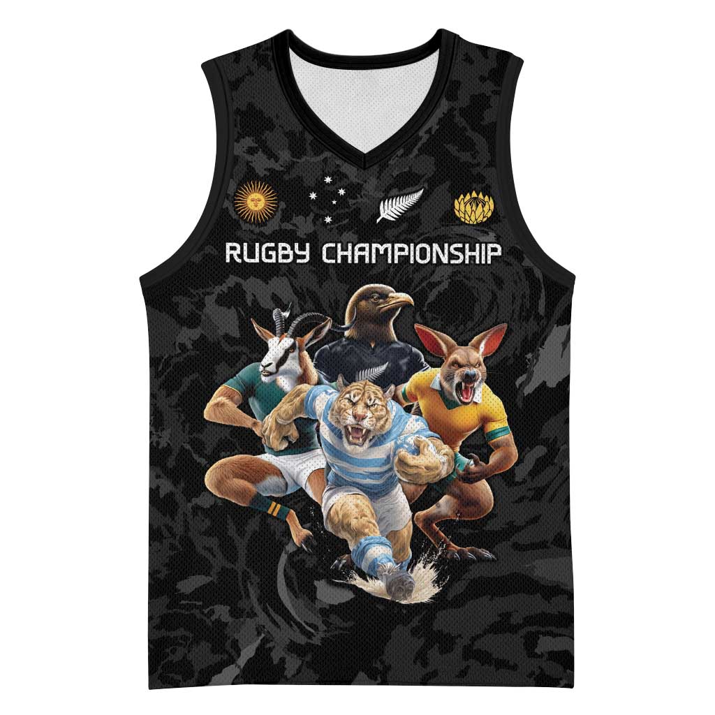 Custom Rugby Southern Hemisphere Basketball Jersey Argentina AUNZ South Africa Mascot Black - Polynesian Pride